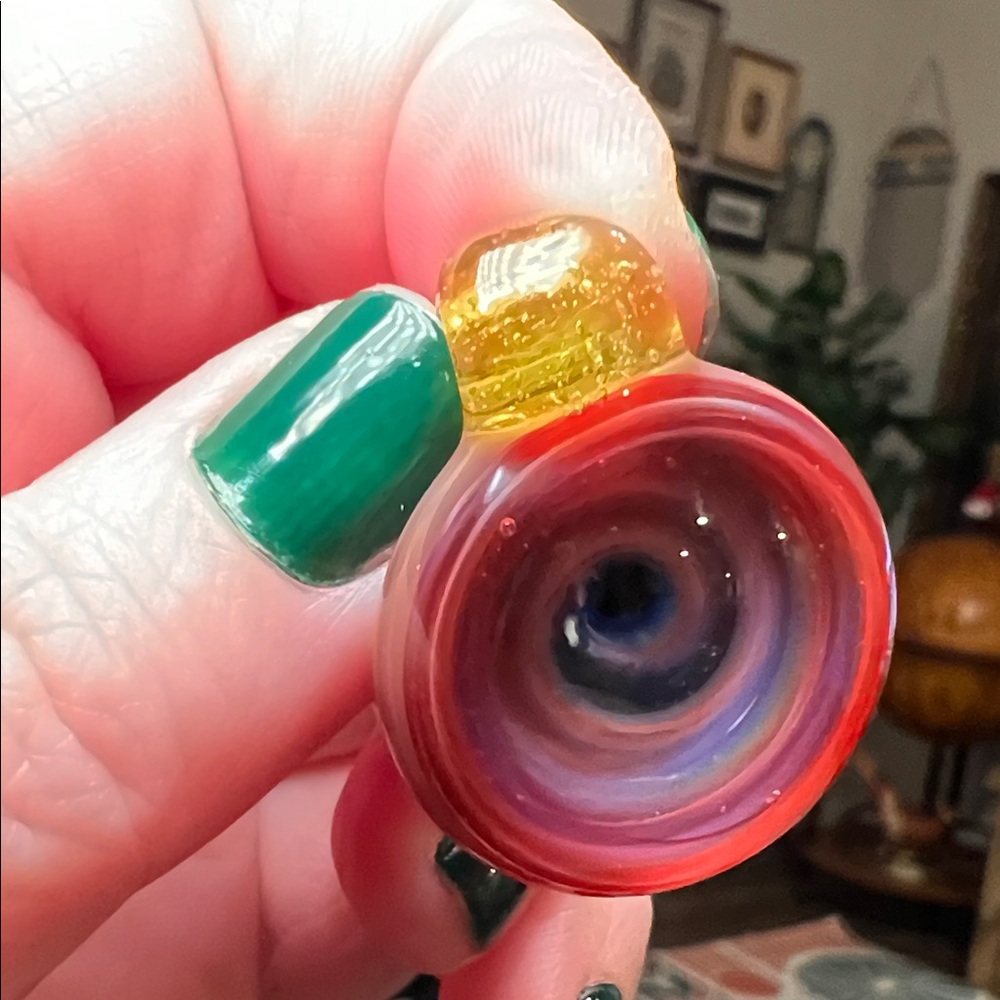 Artisan Colorful Vortex Spiral Swirl Handblown Glass Heady Necklace Pendant